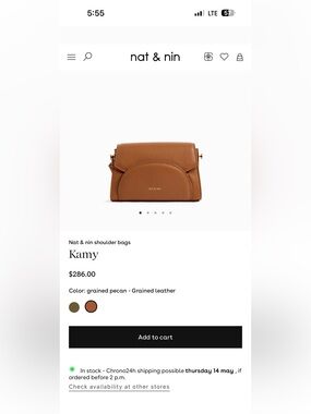EUC Nat & Nin Kamy Shoulder Bag in Grained Pecan